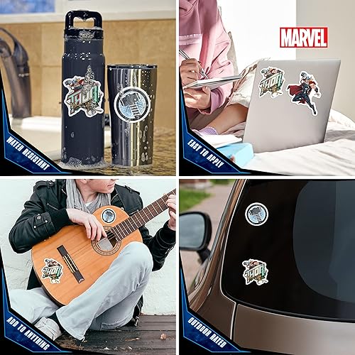 Miniatura 2 de Marvel Thor - Juego de 3 calcomanías de vinilo para exteriores, para automóvil, laptop, computadora, botella de agua, calcomanías de Marvel para