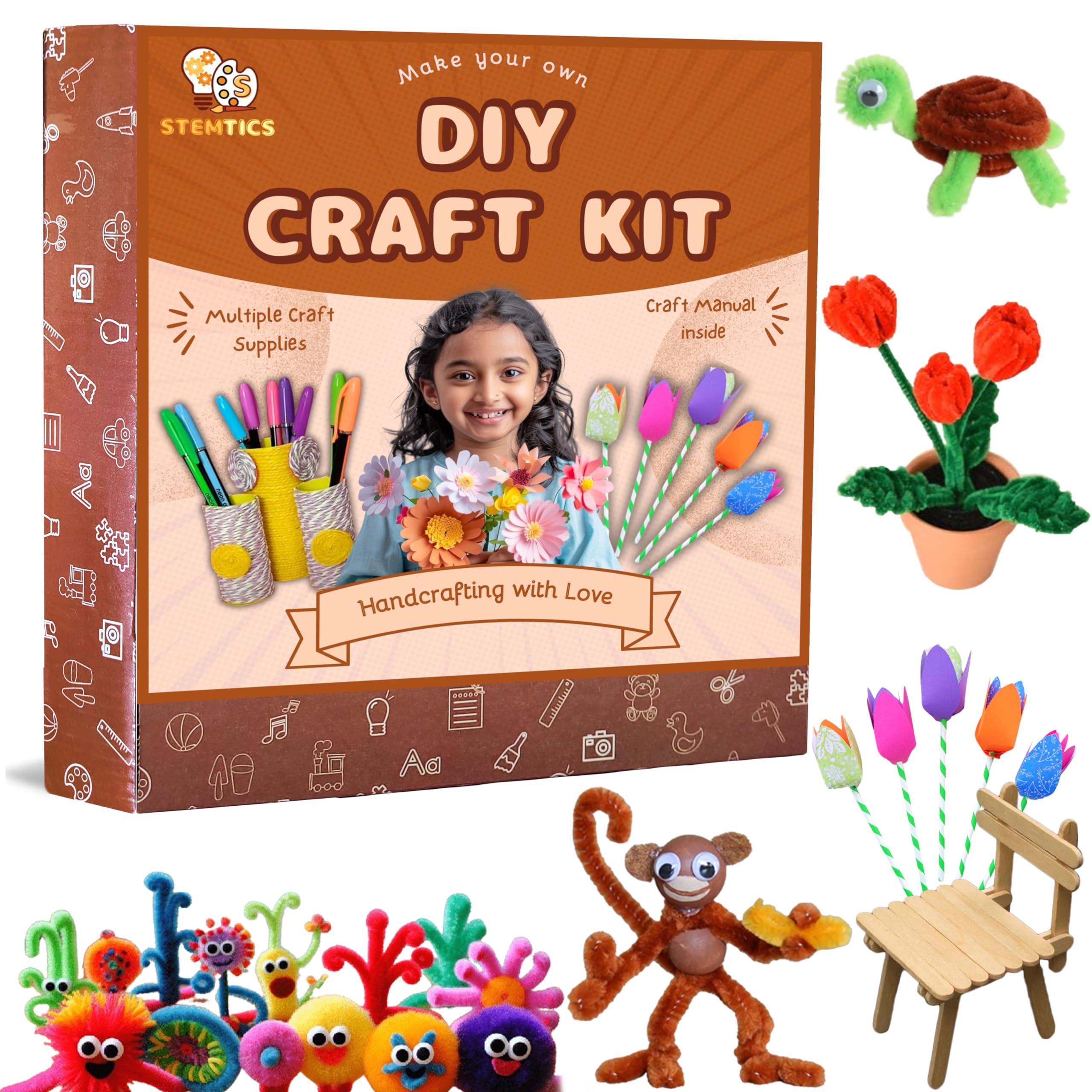 STEMTICS DIY Craft Kit for Kids | Beginner Craft Set | Art & Craft Set for Girls & Boys Age 4-8 | Fun Art and Craft Kit for Kids Age 3-10 (Intermediate Craft Set) (B0DBLZJHMK) Amazon Price History, Amazon Price Tracker