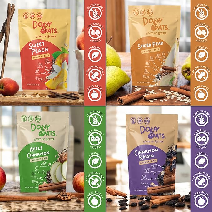 Dozy Oats Avena Overnight, Sin Azúcar Añadida, Vegano, 12 Paquetes miniatura 3