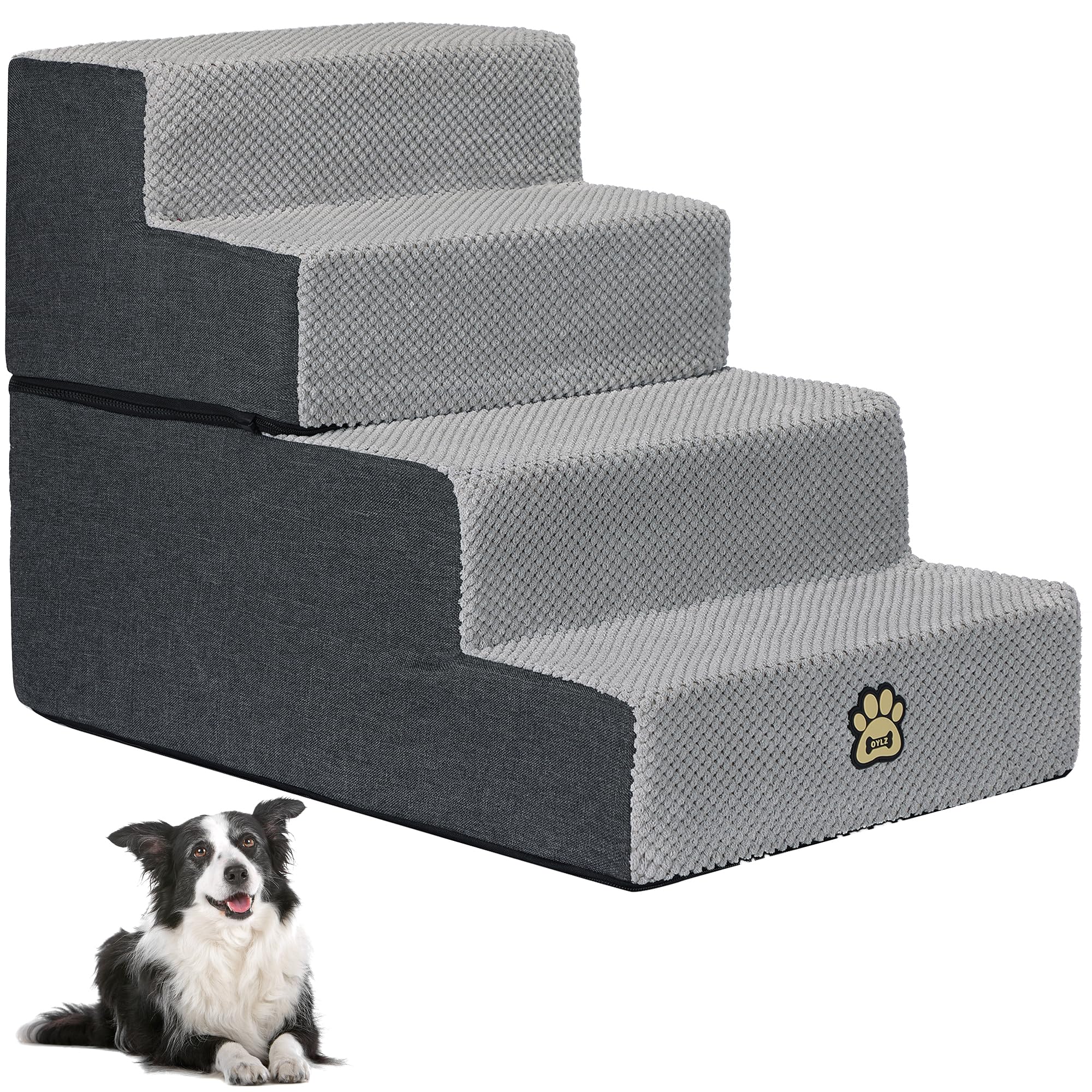 Photo 1 of 4-Step Foam Dog Stairs for Small Dogs and Cats, 18-Inch, Gray