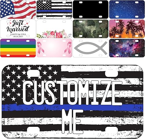 Vista 14 de Placa de matrícula personalizada para automóviles – 12 x 6 pulgadas – Your Text Here, placas de aluminio novedosas – Placas de tocador Peces de Jesús