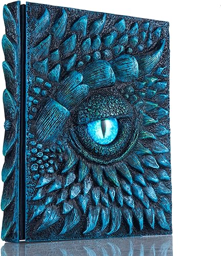 Cuaderno de dragón 3D con diseño de ojo de dragón en relieve, cuaderno de escritura grabado de resina, diario retro, bloc de notas diario hecho a