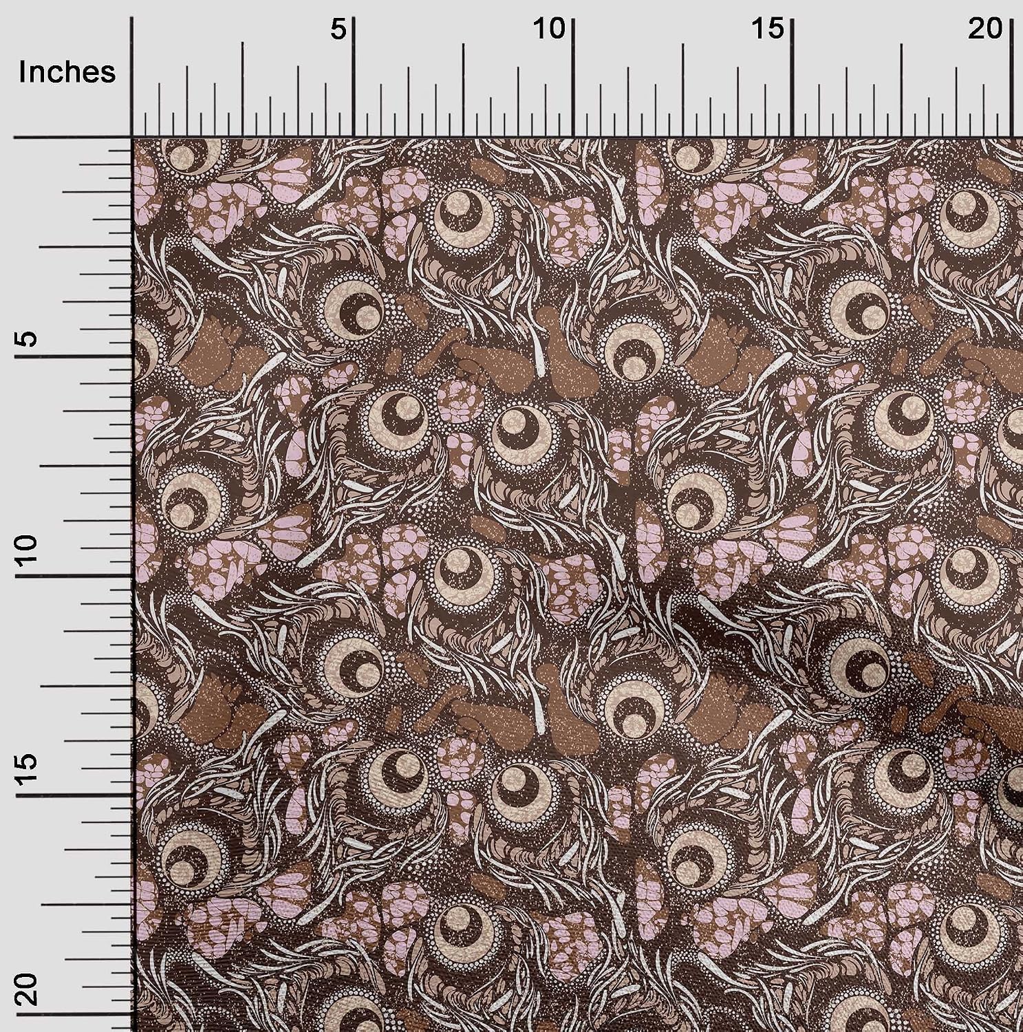 oneOone Georgette Viscose Brown Fabric African Fabric for Sewing Printed Craft Fabric By The Yard 42 Inch Wide