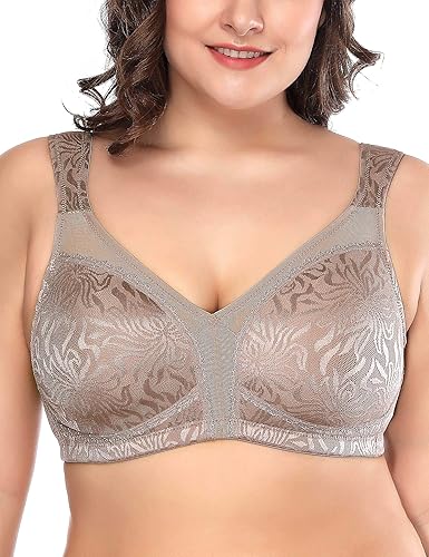 Deyllo Women's Full Coverage Plus Size Comfort Minimizer Bra Wirefree Non Padded