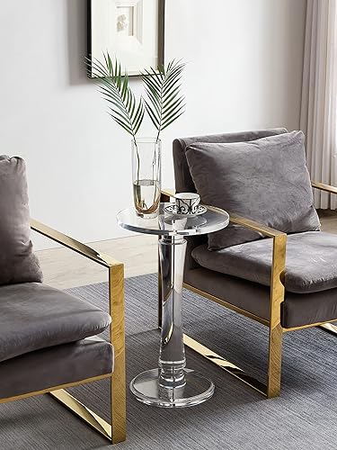Miniatura 3 de Mesa auxiliar de acrílico transparente, mesa de bebidas, para oficina, sala de estar y dormitorio, 15 x 15 pulgadas, 25.2 pulgadas de alto