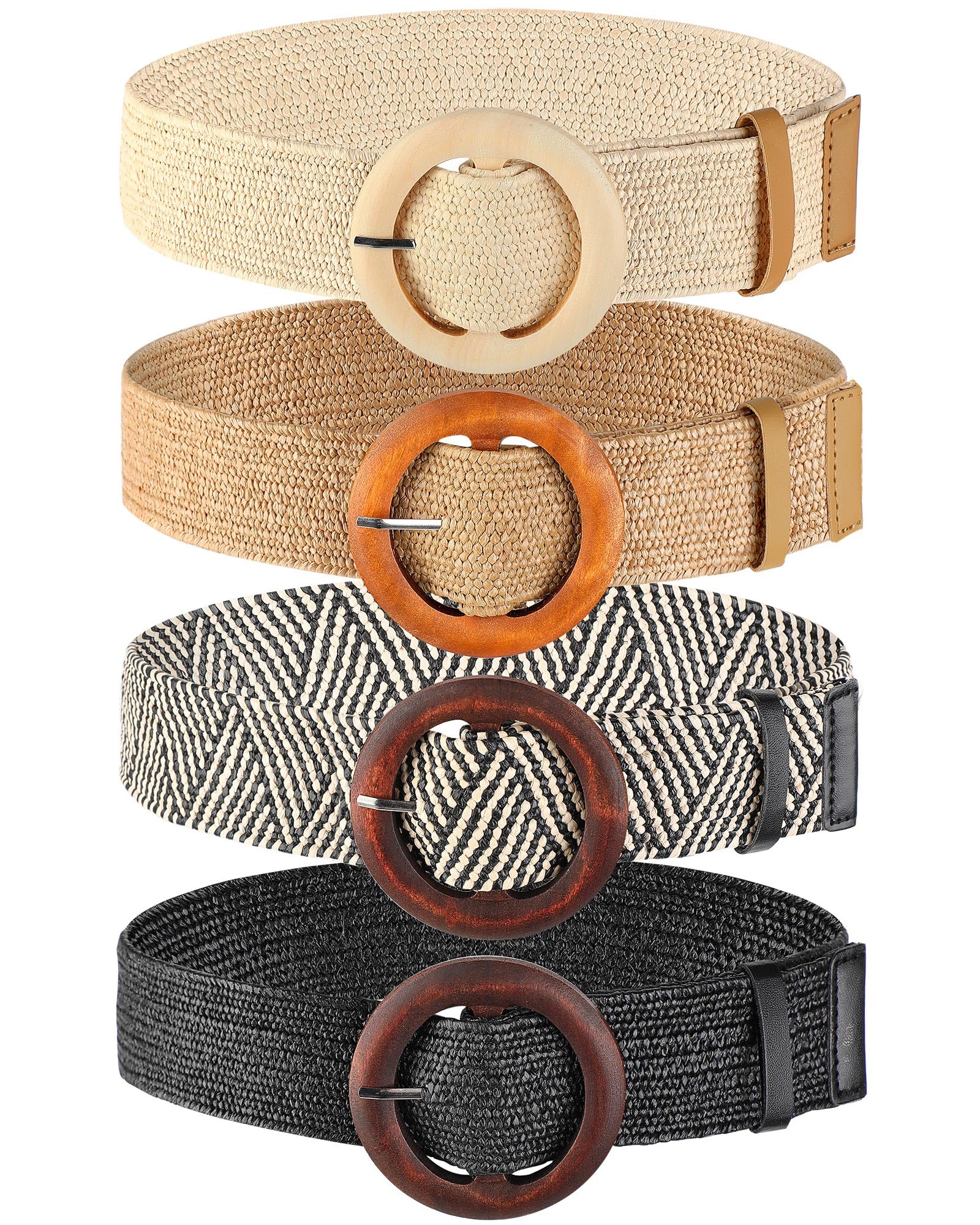 WILLBOND 4 Pcs Women Stretch Wide Straw Belt