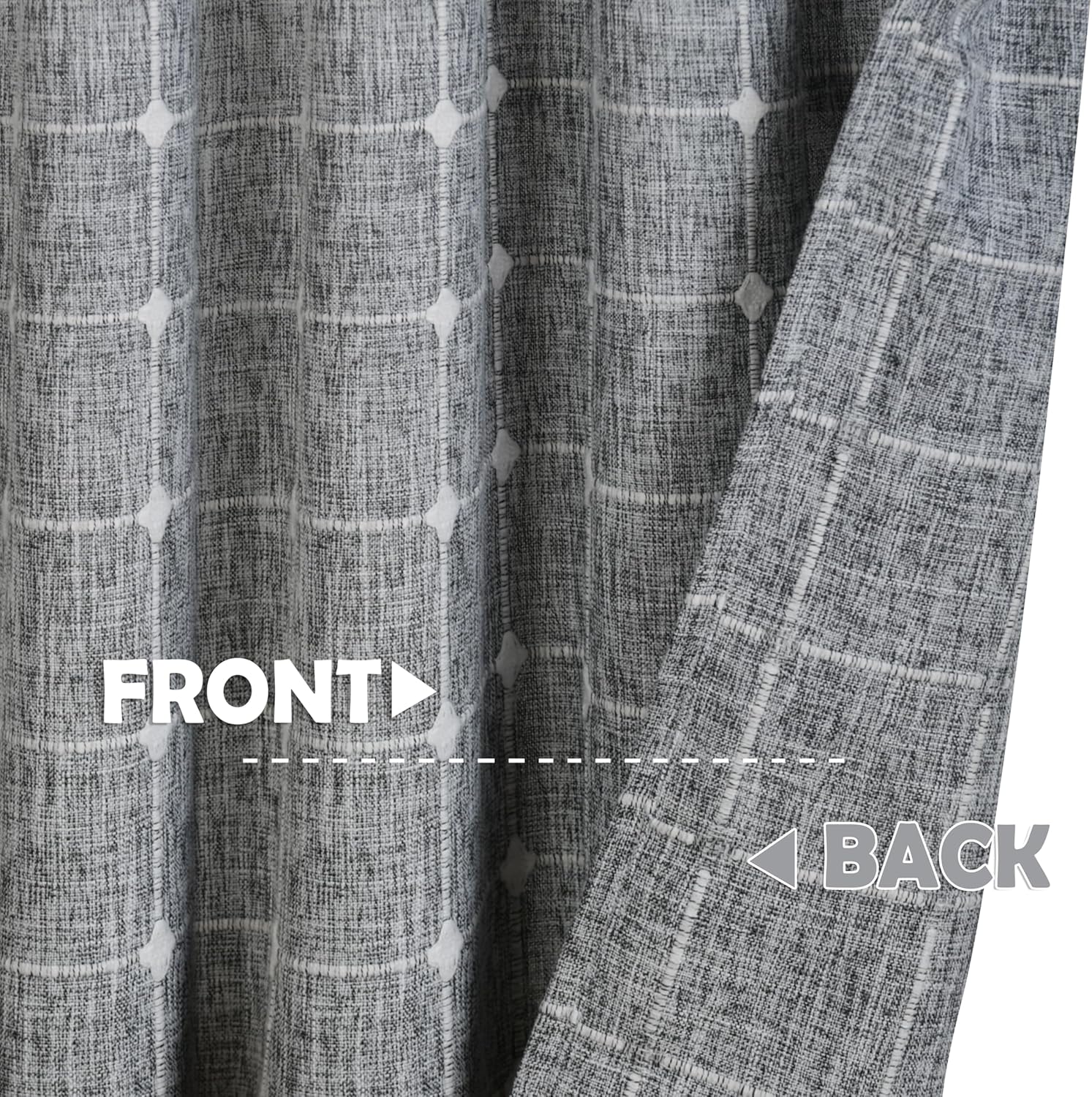 Shunjie.Home 4 Pack Farmhouse Valances for Windows, Light Filtering Linen Plaid Curtain Valances, Semi Sheer Window Valance for Kitchen Bedroom Bathroom Living Room (Dark Grey, 52" x 18")