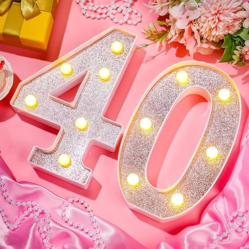 Miniatura 4 de Treela Números decorativos de cumpleaños de 8.7 pulgadas, letrero de número de marquesina con purpurina para decoración de fiesta de cumpleaños,