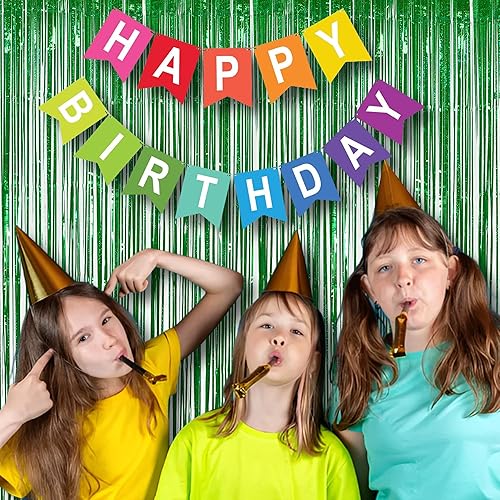 Miniatura 6 de Green Foil Fringe Curtains Party Streamer, 2 Pack Tinsel Fringe Backdrop for Dinosaur Birthdays Wild Safari Christmas Party Decorations - 3.2×8.2ft