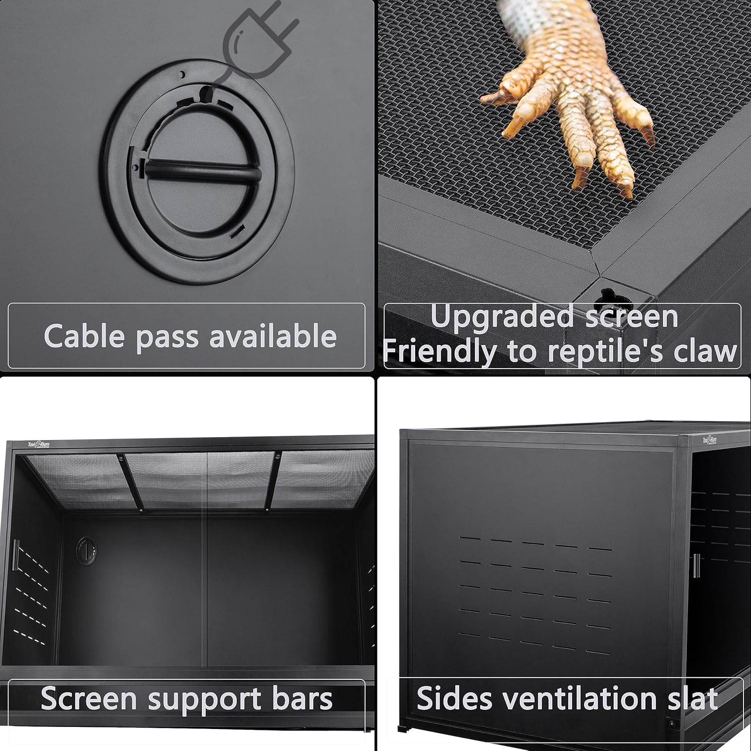 PVC Reptile Enclosure Space Efficient 44''x20''x20'' Stackable ToxiRium Large Reptile Terrarium 76 Gallons for Bearded Dragon Lizard Snake, Breeding Vivarium with Sliding Doors Lock-2pcs with spacers