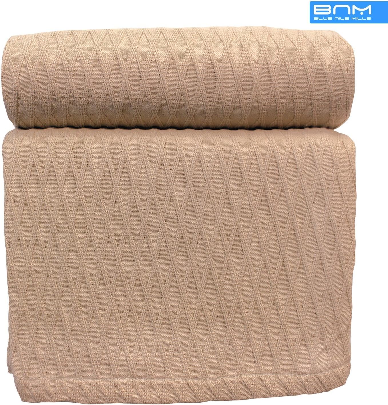 BLUENILEMILLS BNM Cotton, Breathable, Ideal for; Picnic, Beach, Traveling, or Camping, Thermal Blanket, Bedroom Decor, Daily Bedding, Diamond All-Season Cotton Blanket, Full/Queen, Chocolate