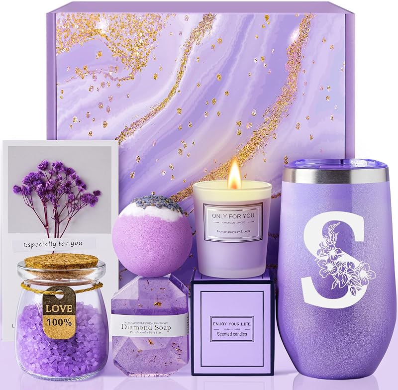 Conjunto de presente para spa com lavanda MADDIFY e copo personalizado de 591 mL, 5 peças
