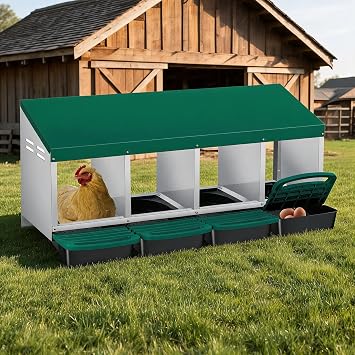 Chicken Nesting Box 4 Compartments, 4 Holes Large Laying Boxes for Hens