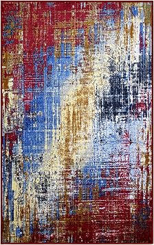 BLUENILEMILLS BNM Washable Indoor Large Area Rug, Home Decor, Foam Backing, Nylon Floor Throw for Living Room, Dining/Kitchen, Office, Nursery, Soft Artistic Rugs, Abstract Splatter, 5 x 8, Red