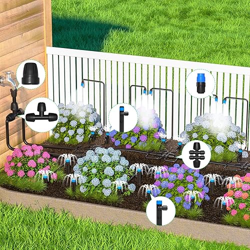 Miniatura 2 de MIXC Kit de sistema de riego por goteo de conexión rápida de 230 pies, sistema automático de riego de jardín con tubo de bloqueo rápido de 14 y 12