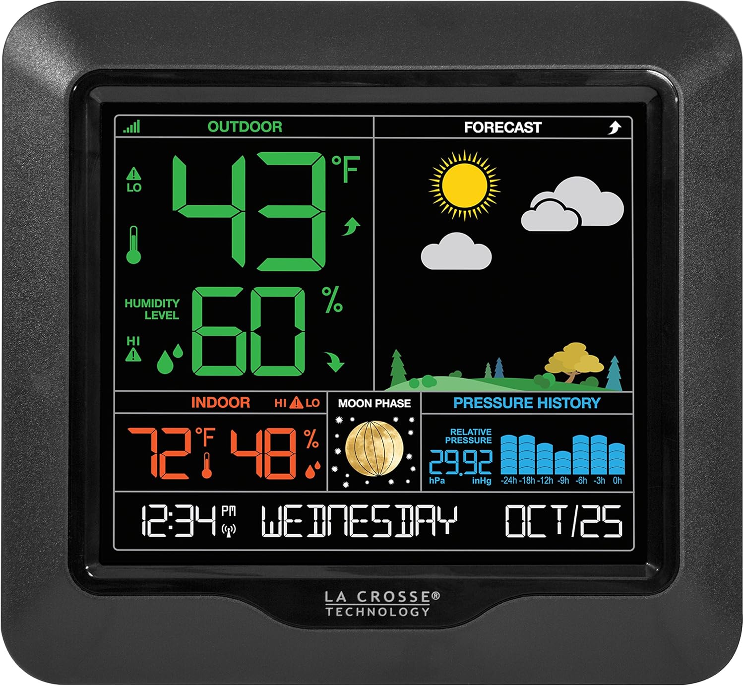 La Crosse Technology S84107-INT Color Forecast Station, Black : Patio, Lawn & Garden