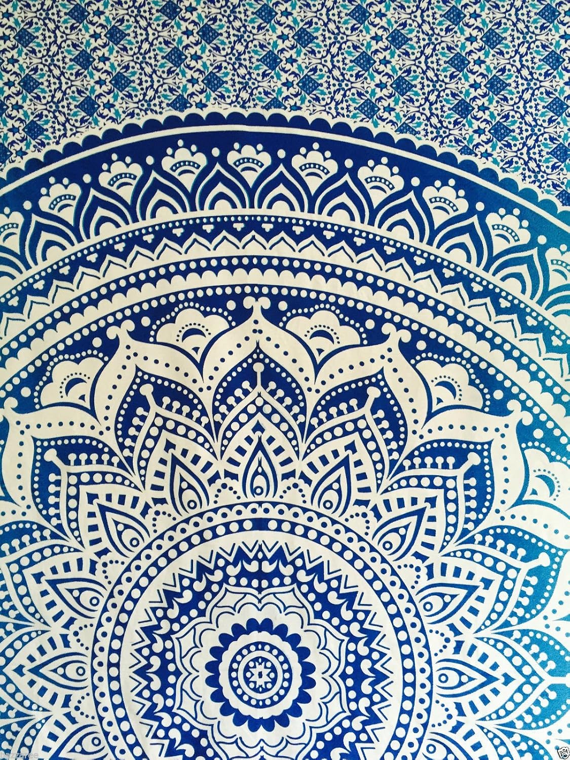 Indian Throw Hippie Gypsy Cover Bohemian Dorm Deco 100% Cotton Hand Printed Block Print Design Mandala Tapestry Wall Hanging Beach Bedspread by Raajsee 52x82 inches - Image 5