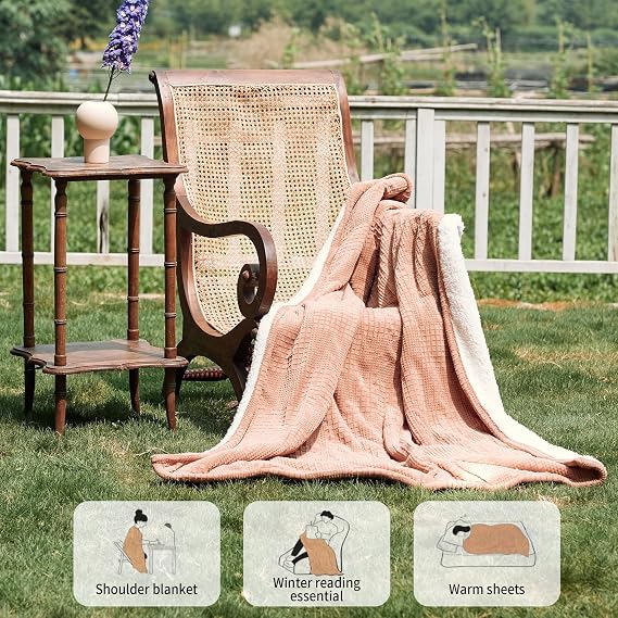 Texciting Heated Blanket 50X60,Soft Electric Blanket,ETL Certified,Fog Rose