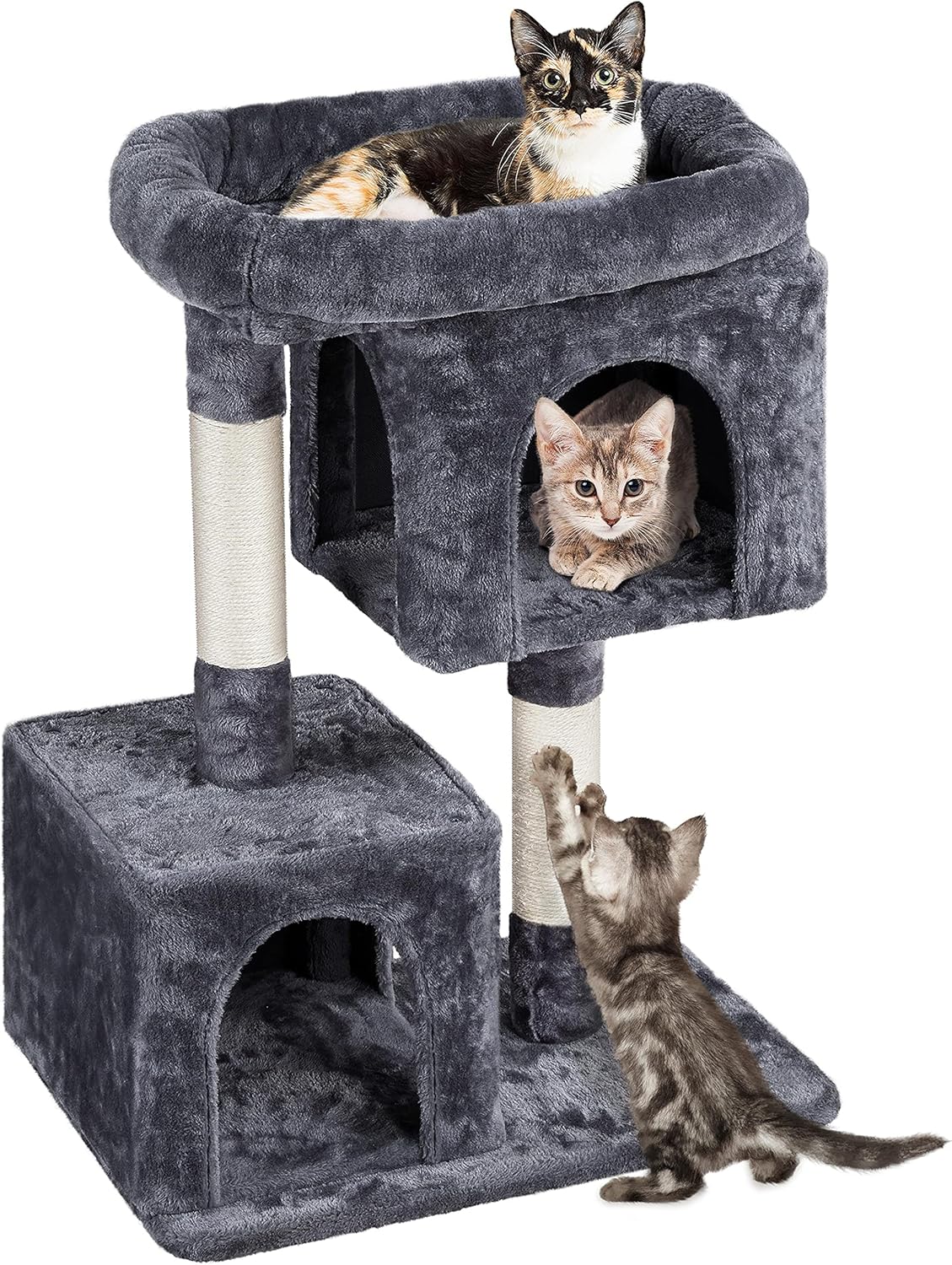 Topeakmart 33.5 inch Cat House Cat Condo with Scratching Posts for Small Medium Cats