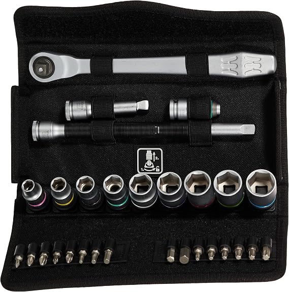 Wera 05004048001 8100 SB 8 Zyklop Metal Cırcır Seti, Değiştirme Kolu, 3/8 inç Tahrik, Metrik, 29 Parça