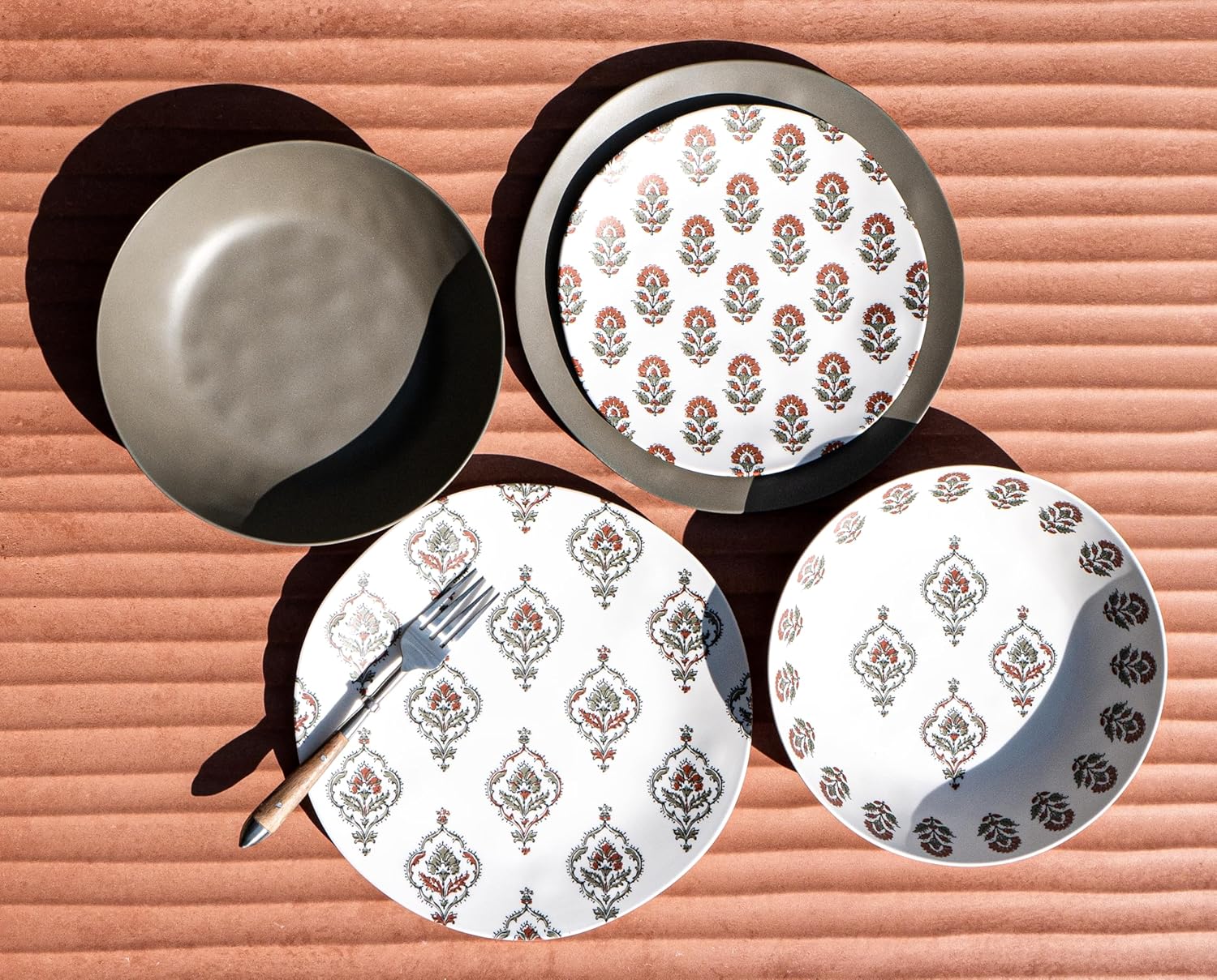 Kashmir NewWave Melamine Salad Plate - Cream - 8.5" - Set of 6