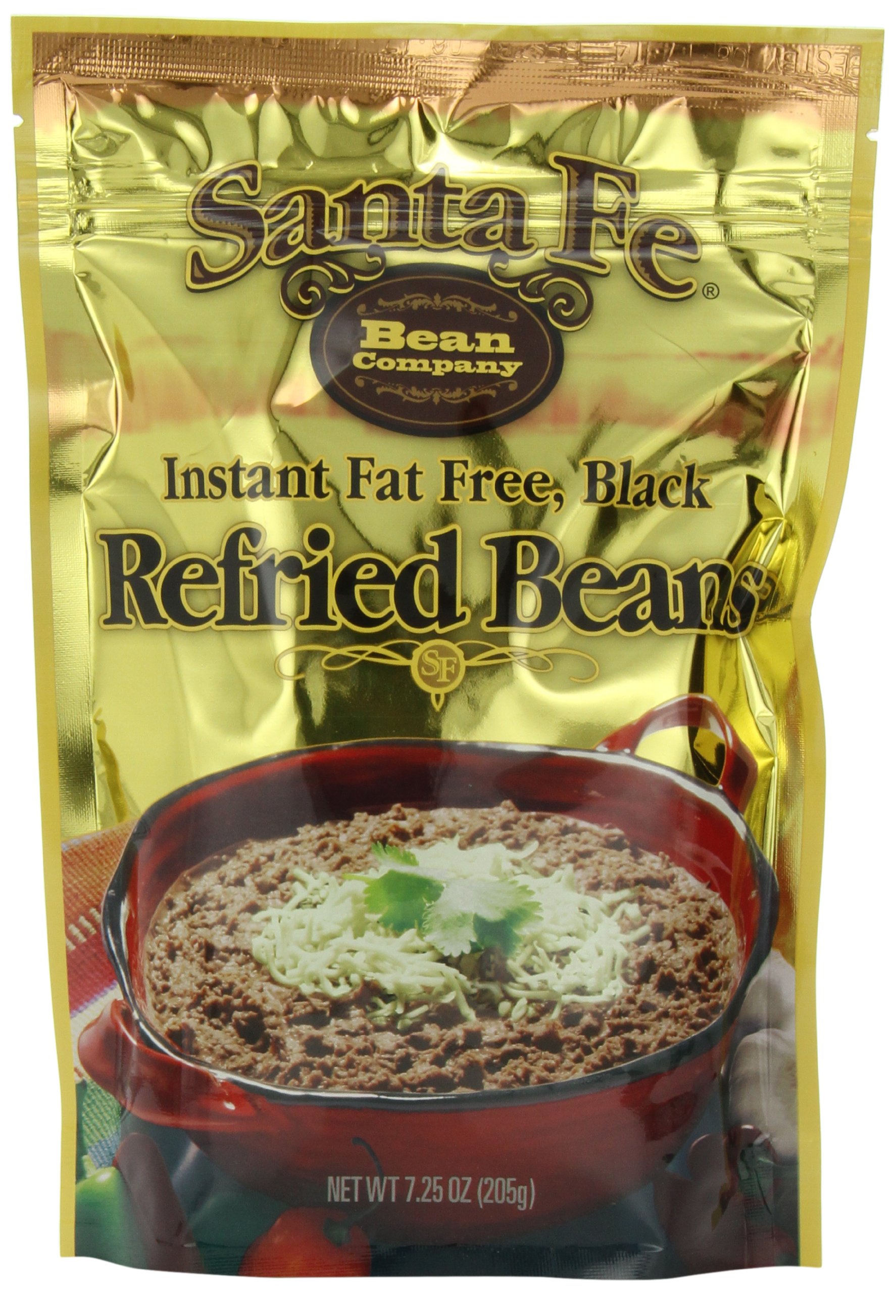Santa Fe Bean Company Instant Fat Free Black Refried Beans 7.25-Ounce (Pack of 8) Instant Black Bean Refried Beans; All Natural; High in Fiber; Fat Free; Gluten-Free