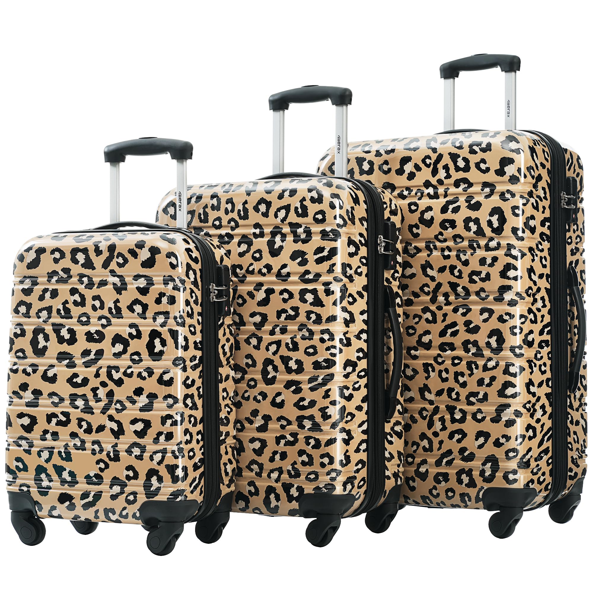 Merax Suitcase Set, Hardshell Luggage Sets 3 Piece with Spinner Wheels, Expandable Durable Suitcase with TSA Lock Lightweight 20" 24" 28", Brown