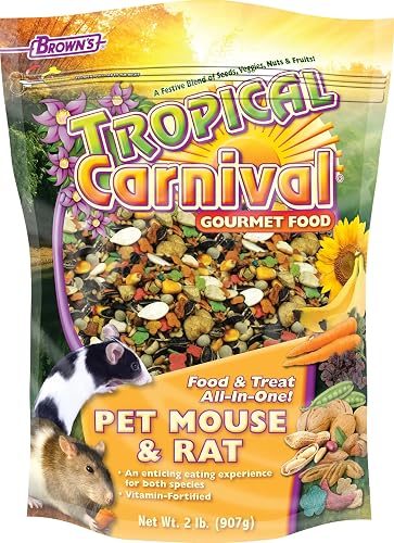F.M. Brown's Tropical Carnival, Gourmet Pet Mouse and Rat Food with Fruits, Veggies, Seeds, and Grains, Vitamin-Nutrient Fortified Daily Diet, 2 lb