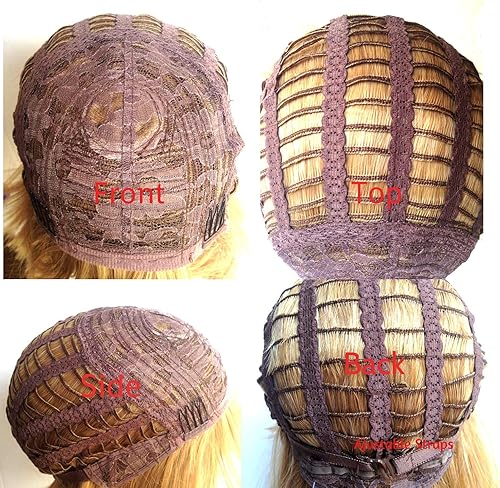 Miniatura 5 de SHOWTIME Peluca estilo Bob, castaño medio, sexy, ignífuga, de fibra de cabello para uso regular o cosplay (2 gorras de peluca incluidas)