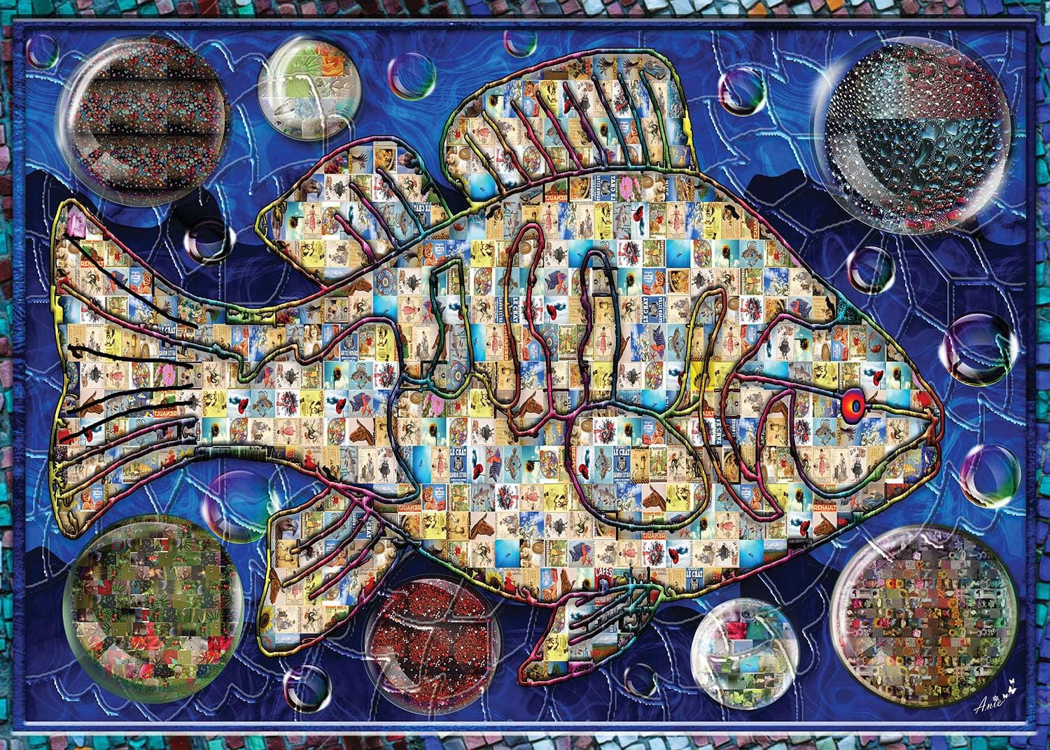 JaCaRou Puzzles Mosaic Fish 2 1000 Pieces Jigsaw Puzzle