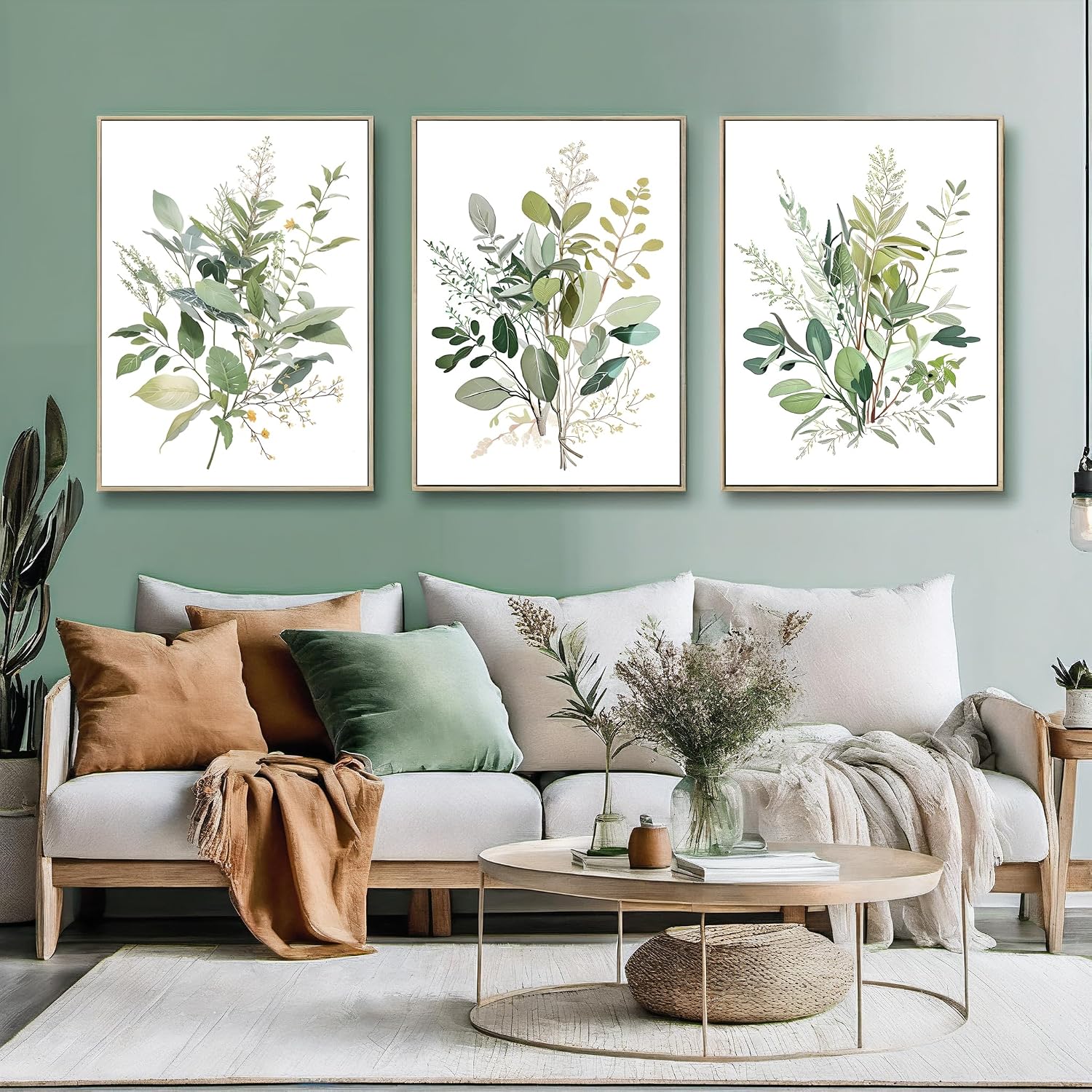 Amazon.com: Minimalist Watercolor Botanical Wall Art Set of 3 Sage ...