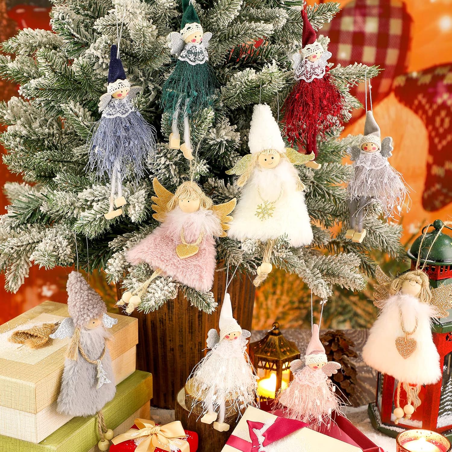 Christmas Plush Doll Ornaments Xmas Tree Ornament Dolls Decorative Plush Angel Pendants Christmas Hanging Decorations for Home Decoration Holiday Party Decor, 10 Styles(20 Pieces)
