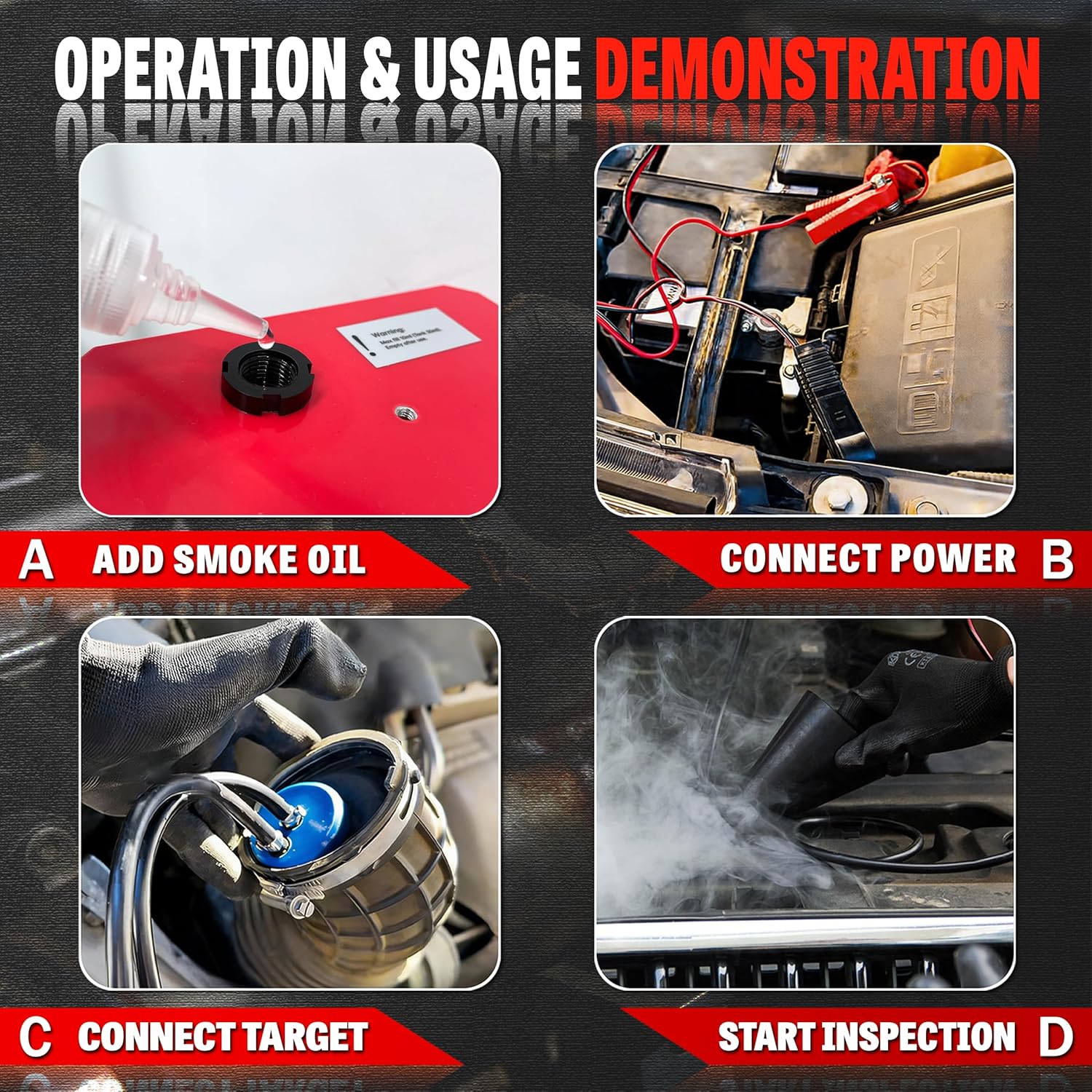 Smoke Machine Automotive Built-in Air Pump, 12V DC Smoke Leak Detector for Pipe System, Fuel Leakage, EVAP Vacuum Leakage Diagnostic Tester for Cars, Trucks, Motorcycle, ATV, Boat, Snowmobiles
