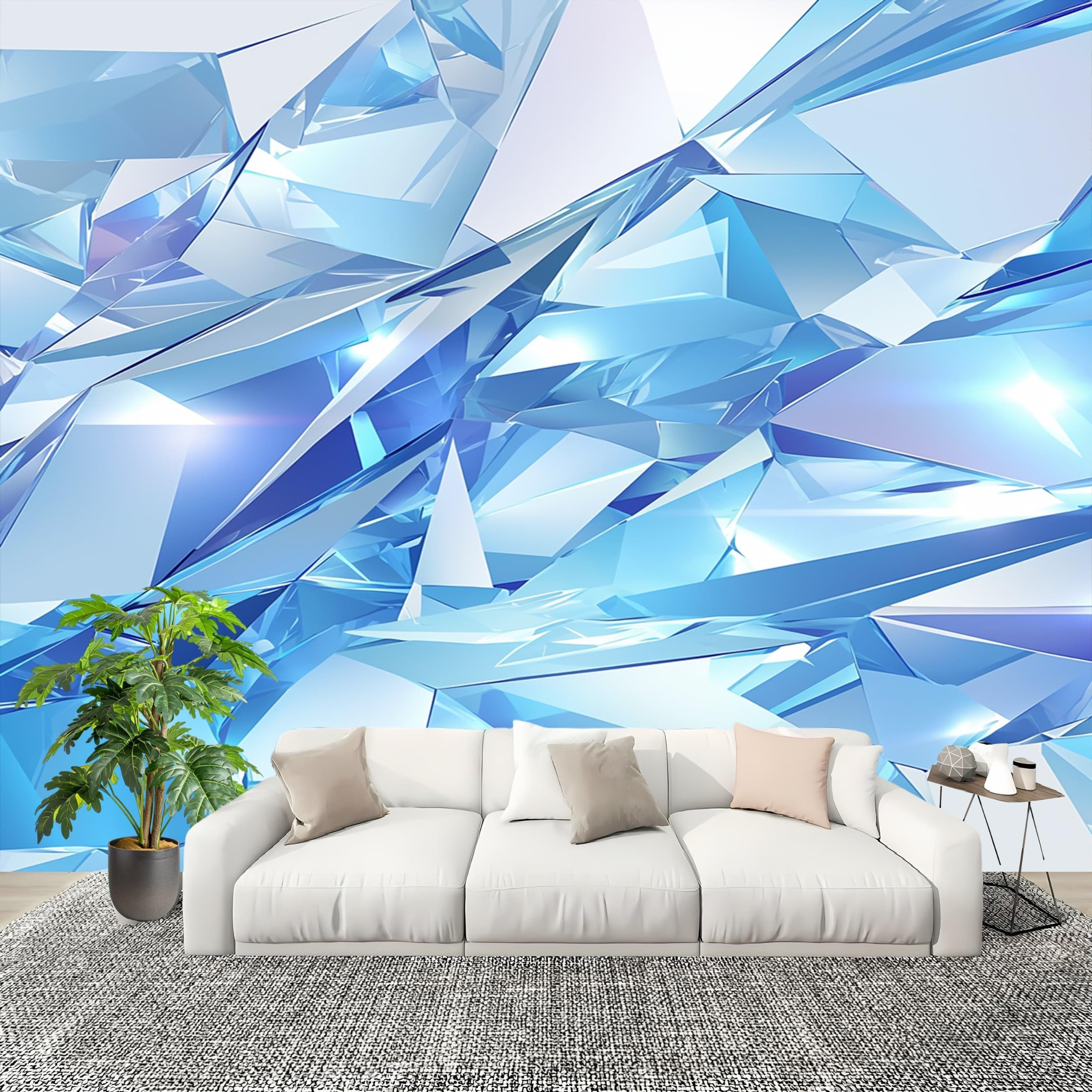 Naklejki ścienne dla dzieci tapeta do pokoju dziecięcego 350 x 256 cm geometryczny kryształ 3D 3D dekoracja ścienna samoprzylepna fototapeta niebieska tapeta domowa naklejki dla dzieci dzieci