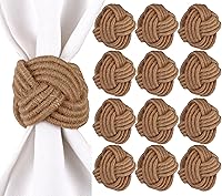 Vista 10 de Juego de 12 servilleteros bohemios elegantes, de rayón tejido a mano, color beige, resistente al desgaste, decoración de mesa para bodas, Navidad