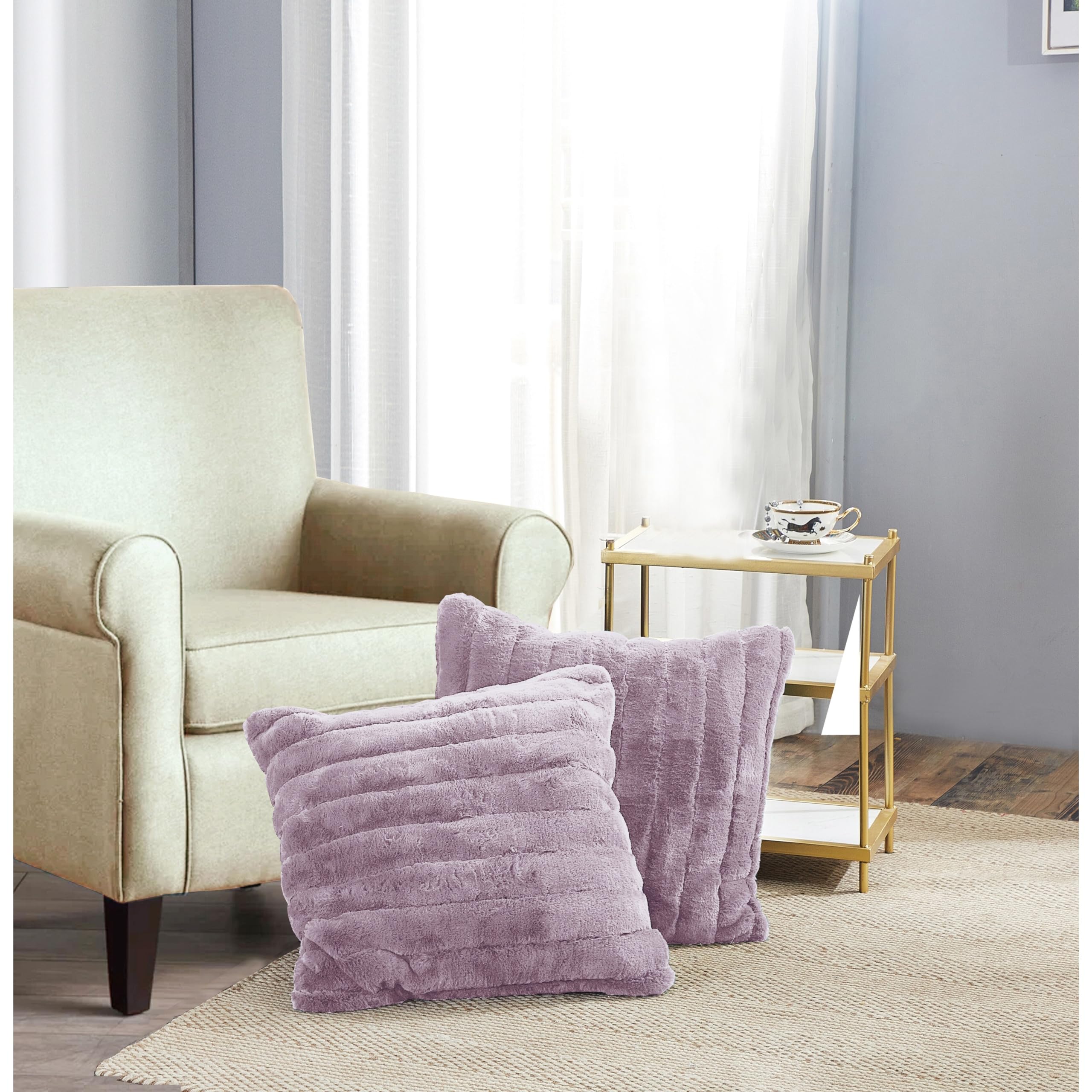 Supermink Soft Solid Throw Pillow Covers Set of 2, NO Insert Burnished Lilac 26'' x 26''