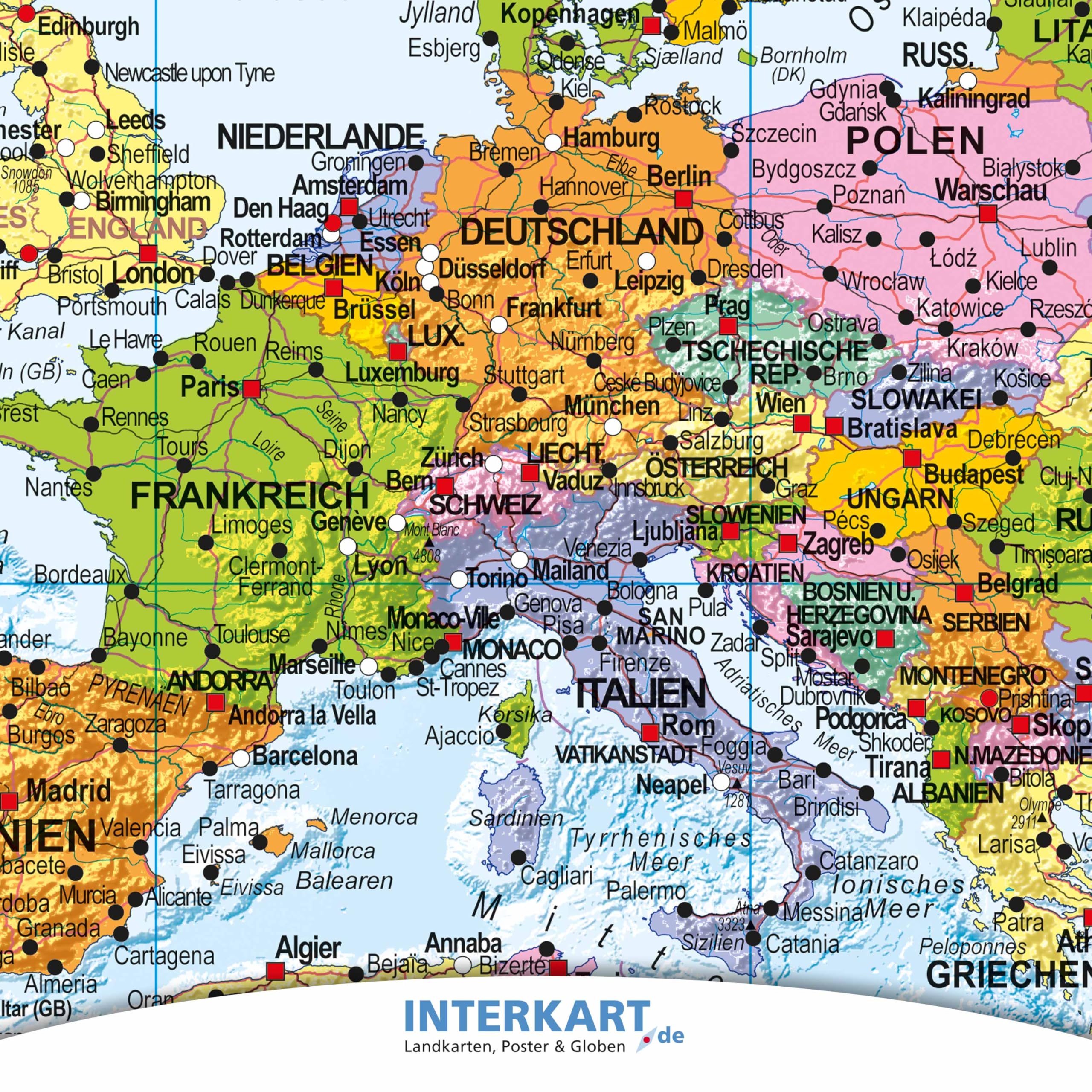 ORBIT Globes & Maps - Weltkarte XXL deutsch, 192 x 122 cm, Maßstab 1:20 Mio (laminiert)