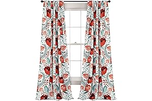 Lush Poppy Garden Bright Multi-Colored Curtains