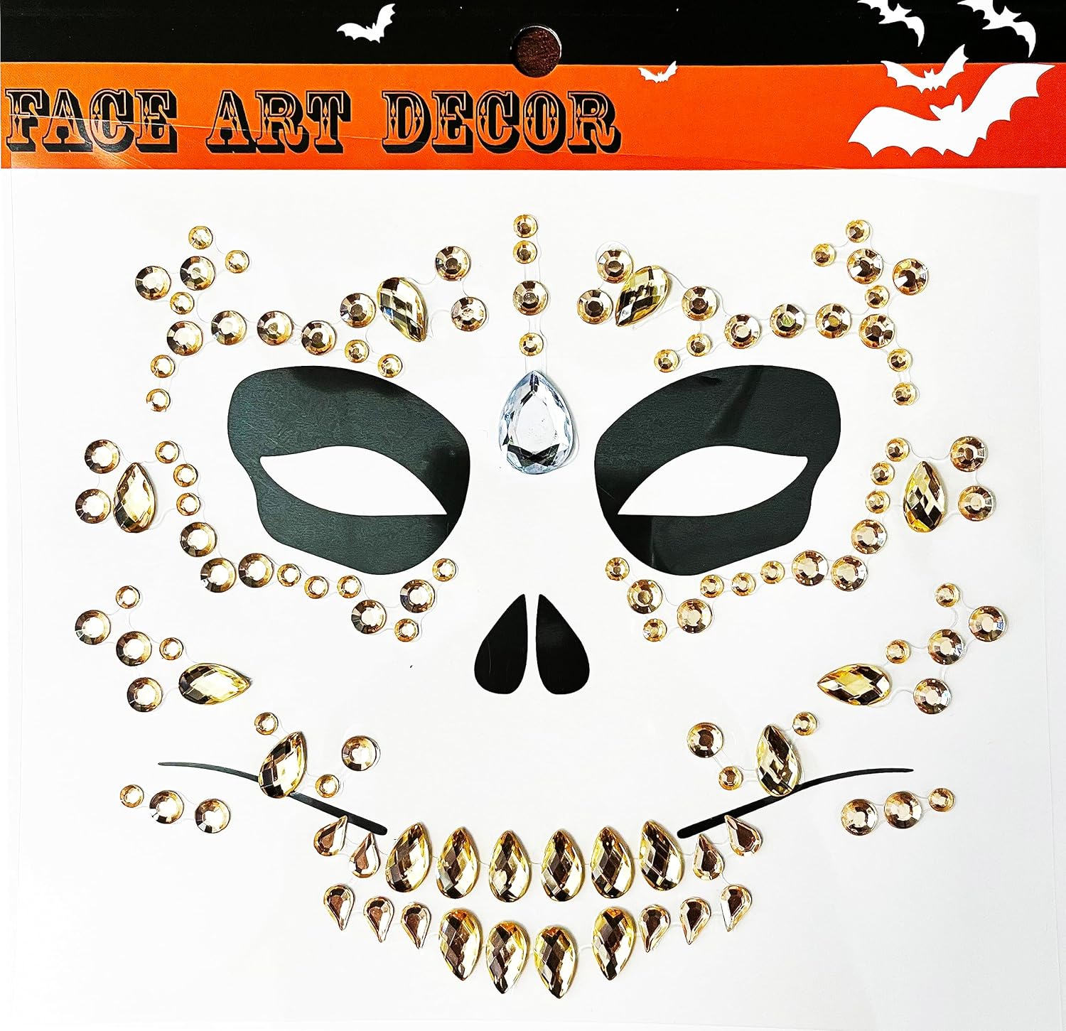Face Jewels Temporary Face Tattoos, 6-Pack Day Of The Died Skull Festival Face Gems, Crystal Make up Eye Glitter Face Stickers for Halloween - Image 7