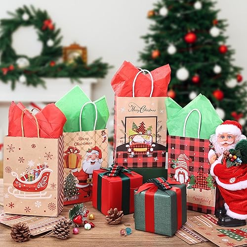 Miniatura 5 de Mr. Pen - Bolsas de regalo de Navidad reutilizables, 12 unidades, bolsas de regalo de Navidad con asas, bolsas de Navidad reutilizables para
