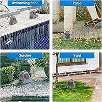 Vista 6 de (Juego de 4) nuevas bocinas de rock para patio o jardín impermeables color granito para exteriores