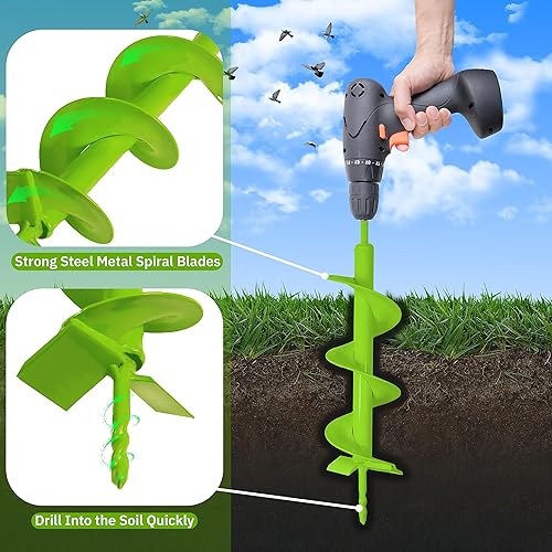 Miniatura 2 de Broca de taladro de jardín mejorada de 4 x 16 pulgadas, broca de taladro de jardín resistente de doble hoja, taladro para taladro de hielo, taladro