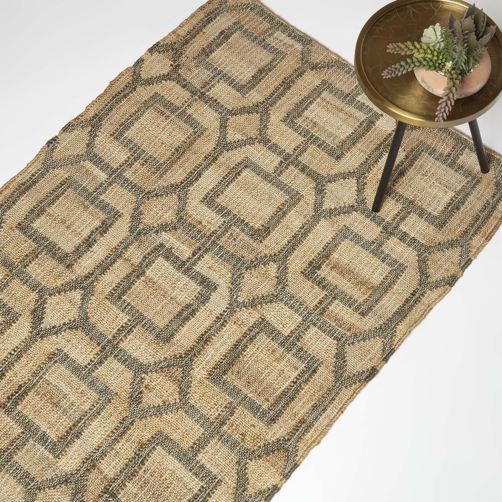 Tapis en jute et coton motif géométrique rectangulaire