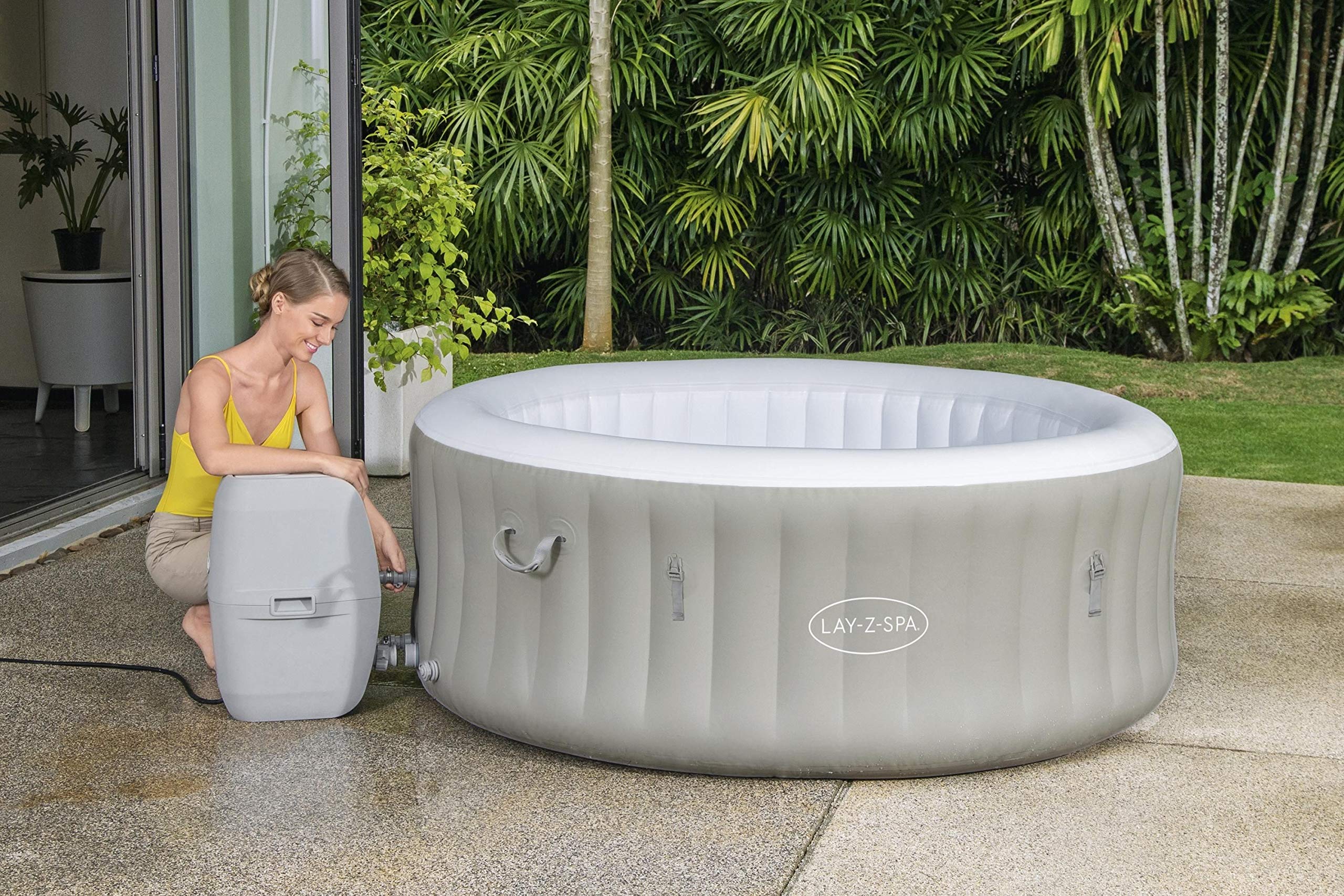 BESTWAY - SPA Hinchable Lay-Z-SPA Tahiti para 2-4 Personas Redondo 180x66 cm con Luces LED