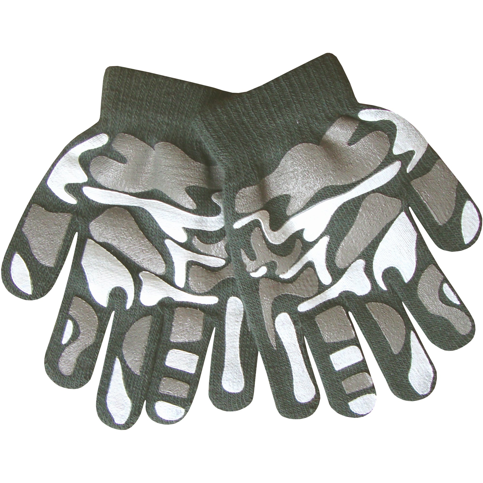 Teddyt's Boys Grey Camouflage 'S Camouflage Fine Knit Thermal Gloves With Magic Gripper Palm (Grey Camouflage)
