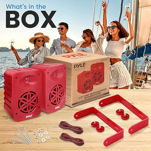 Vista 83 de Pyle USA - Pares de altavoces para interiores y exteriores, 500 W, doble impermeable, 5.25 pulgadas, sistema de altavoces de rango completo de 2
