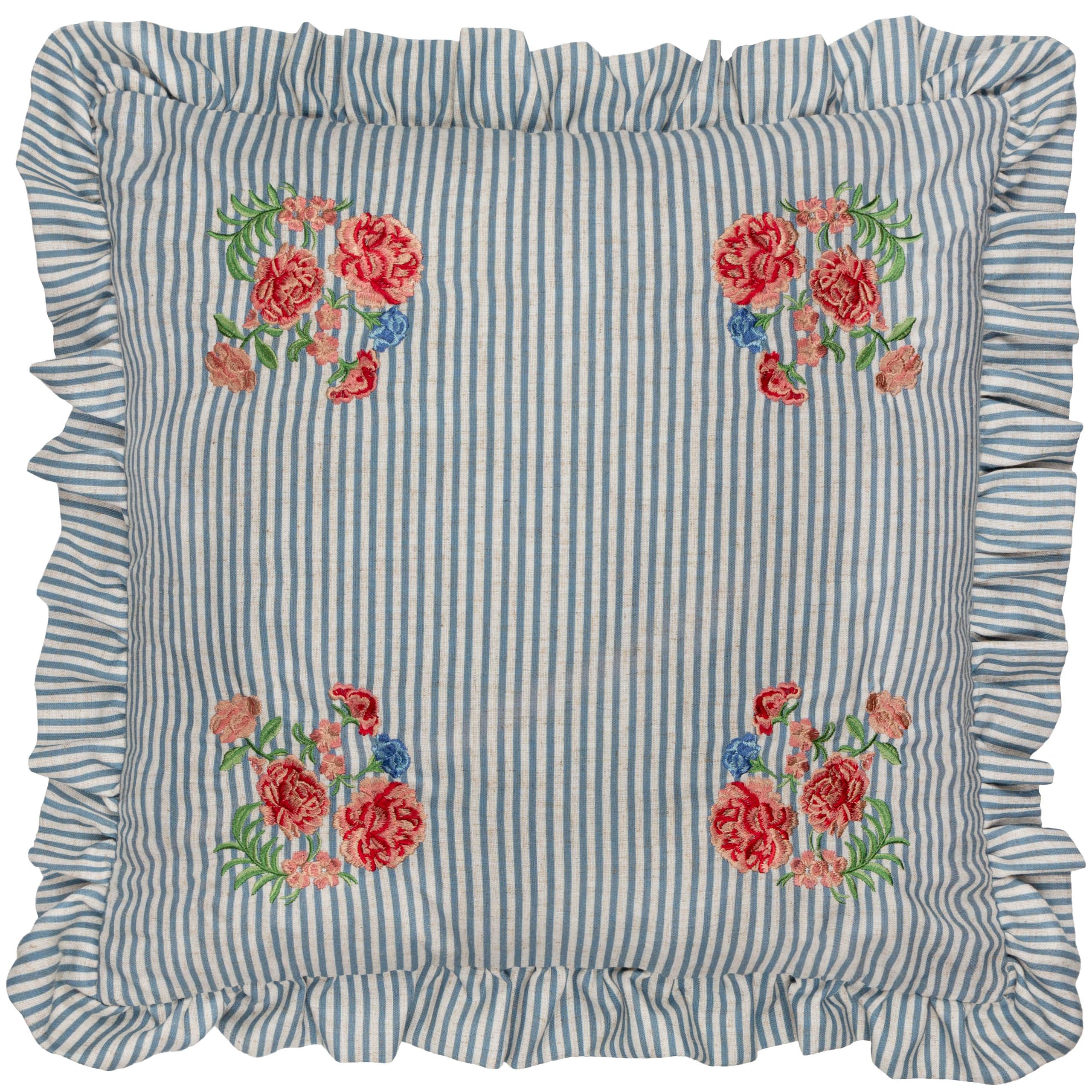 Wylder Martha Embroidered Ruffle Polyester Filled Cushion from B&Q