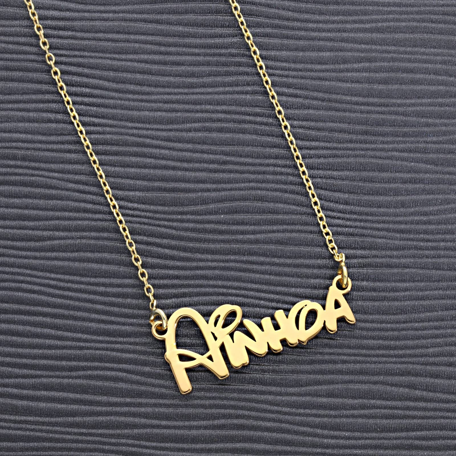 Colgante Personalizado con Nombre - Plata de Ley 925/1000 para Mujer – Collar Artesanal con Cadena Ajustable - Hecho en España (Modelo Funny Oro, Plata de Ley)