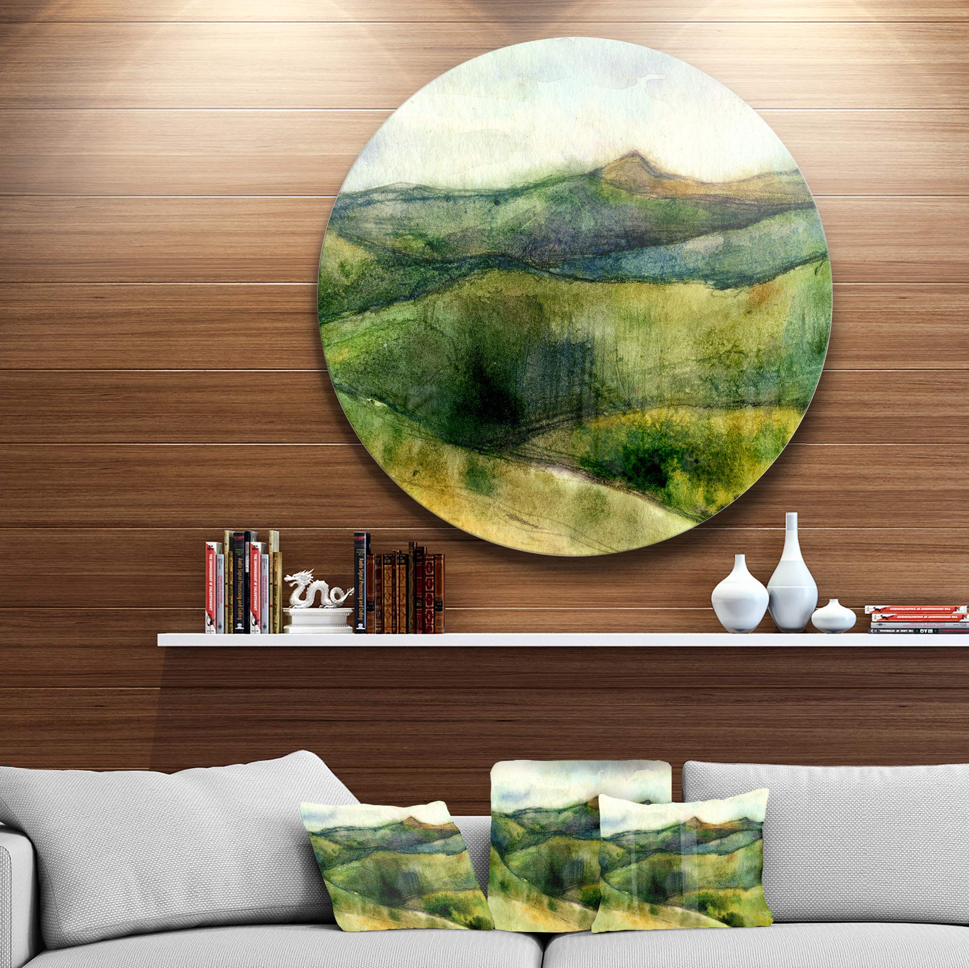 Amazon｜DesignArt mt7788-c11グリーン山水彩風景画ディスクメタル