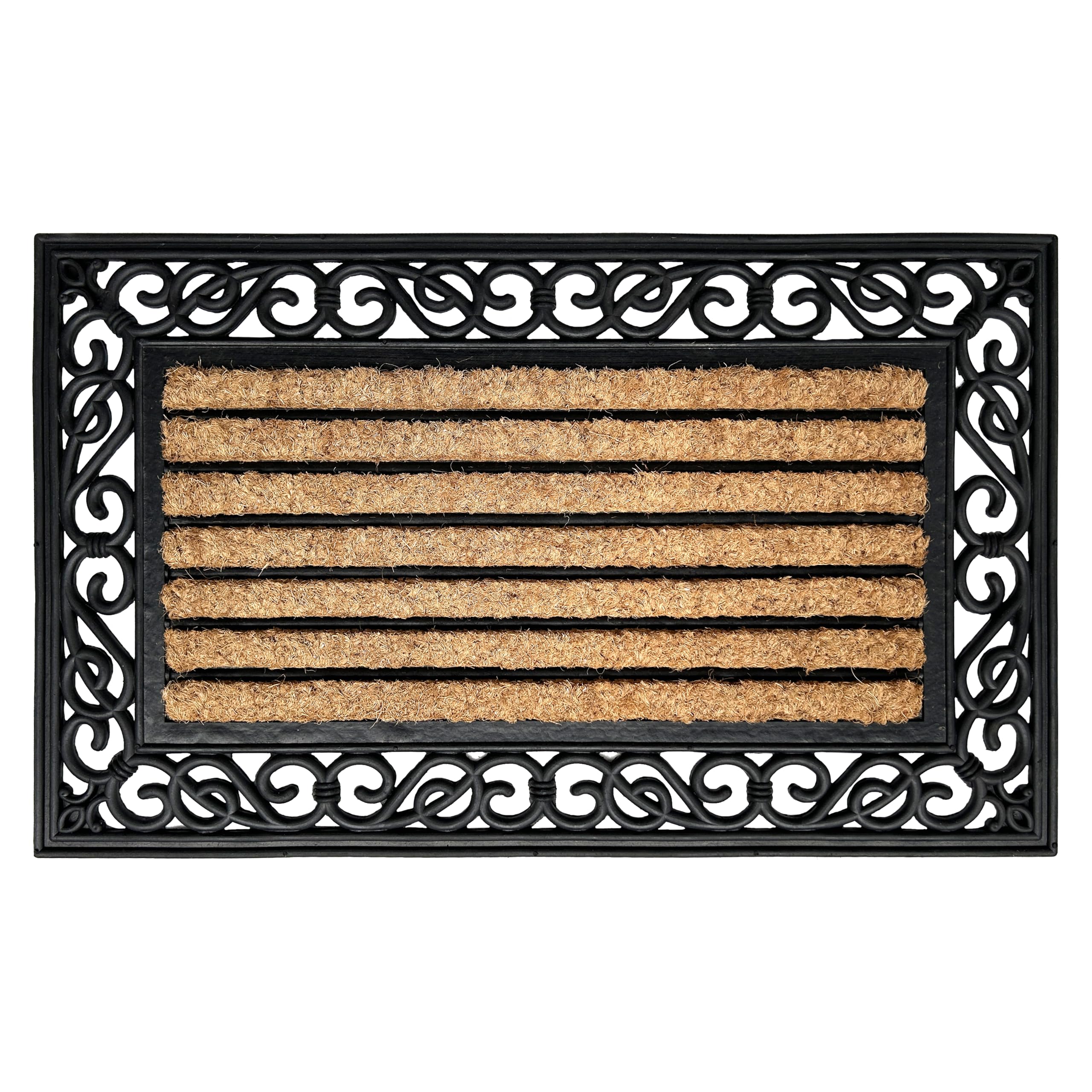 EHC Heavy Duty Rect. Rubber & Thick Coir Brush Mat Natural Doormat 45 x 75 cm - Large — image 1
